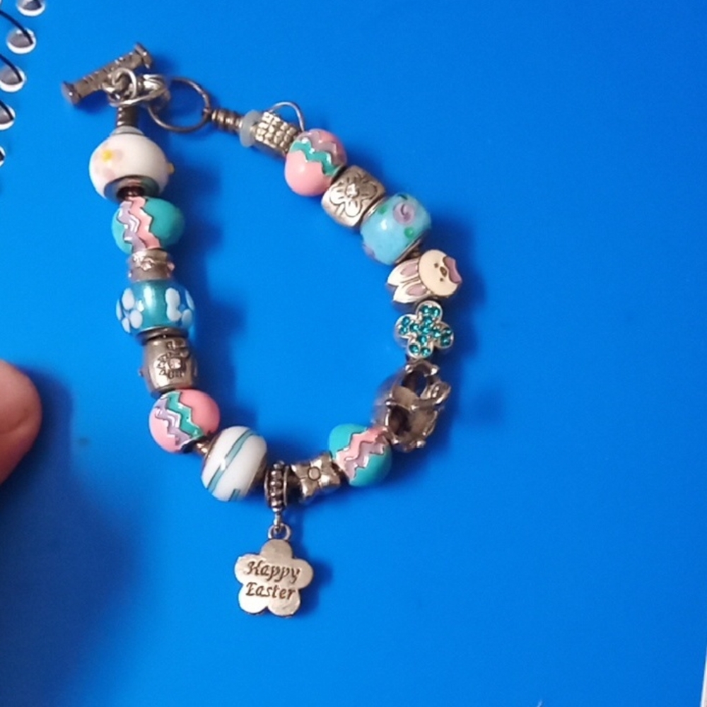 Easter Charm Bracelet with Colorful Beads